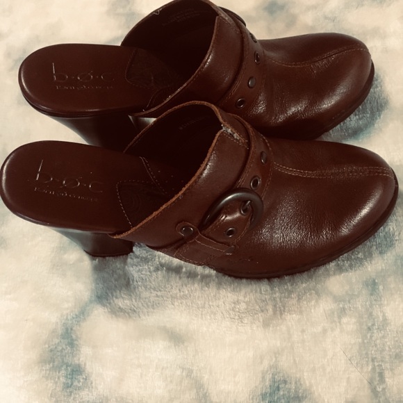 Born BOC brown leather heeled clogs - Picture 1 of 4
